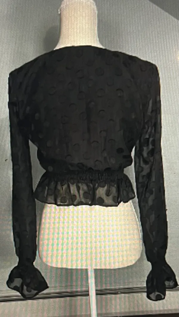 Lovers + Friends Black Tonal Polka Dot Crop Top - Image 4