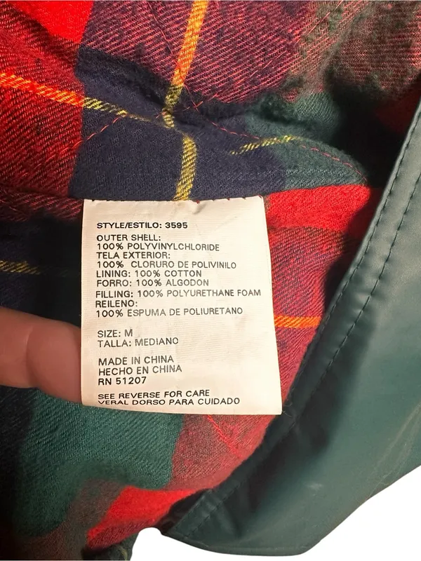 Vintage Misty Harbor Green Plaid Women’s Size M Flannel Lined Rain Coat - Image 8