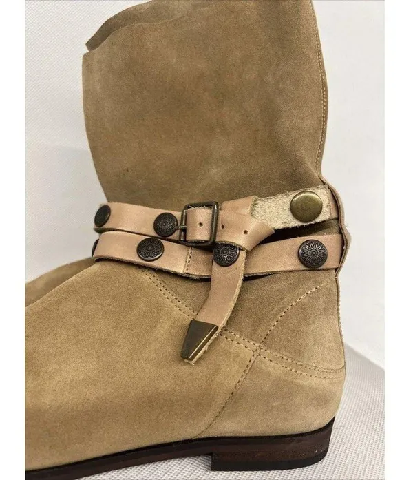 Free People Hayden Slouch Boots Women’s Boots Sz 38 , 7-7.5 Suede Buckle Calf - Image 5