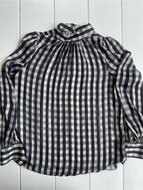 H&M Sheer High Neck Blouse, Size S - Image 2