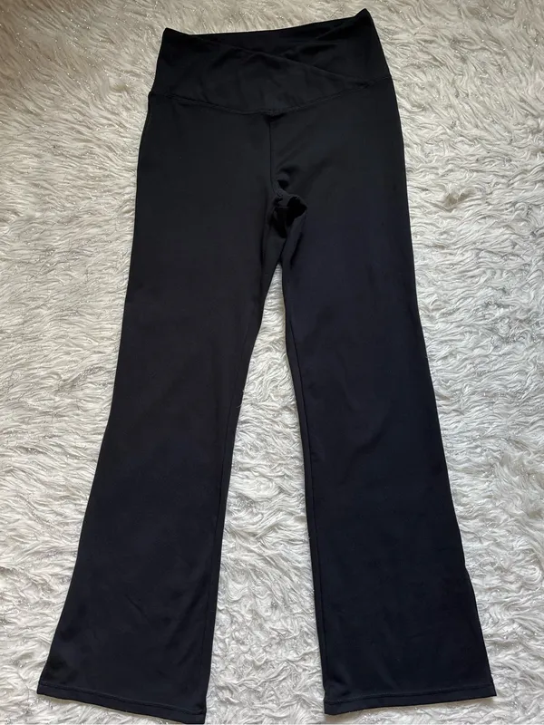 Danskin Black Women’s High-Waist Flare Jogger Track Pants with Side Slit Size M - Image 3