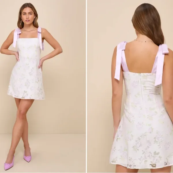 LULUS Date Night Prom Sexy Flirty Wedding Cocktail Party Floral Mini Dress - Image 4