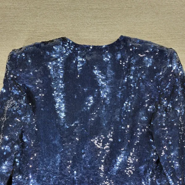 Vintage Jones NY Sequin Jacket Sz 8 Navy Silk Formal Evening Holiday Party NEW - Image 15