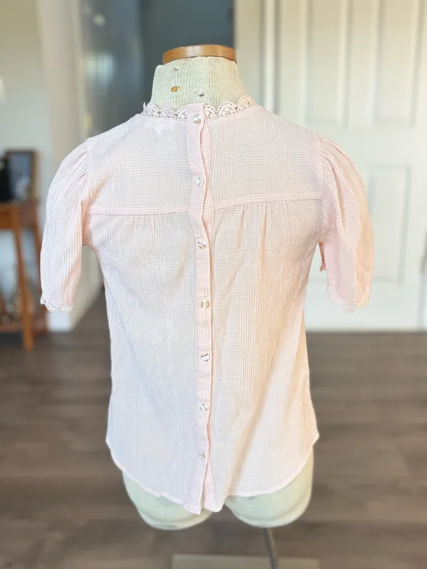 Pink Short Sleeves Blouse with Details - Image 2