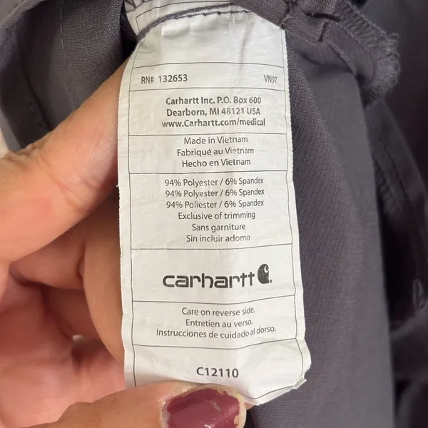 Carhartt Force Cross-Flex‎ Scrub Top Size S Grey V-Neck Medical Uniform C12110 - Image 5