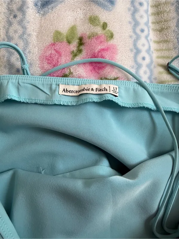 Abercrombie & Fitch Baby Blue One-Shoulder Mini Dress - Image 5