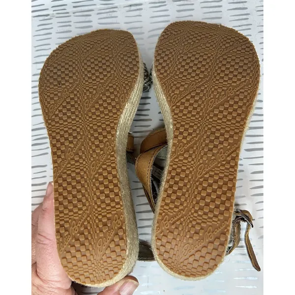 Eddie Bauer W. Kara Womens Brown Leather Geometric Espadrille Wedge Sandals‎ 9 - Image 10