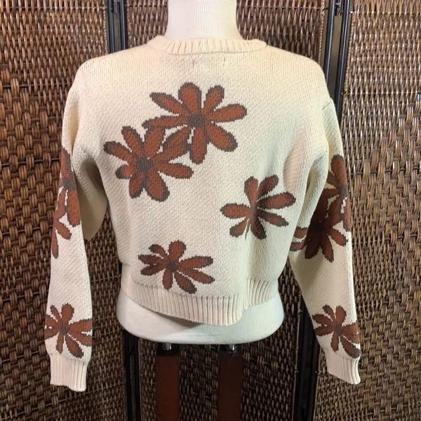 PACSun LA Hearts Knit Floral Crop Sweater Size S - Image 7