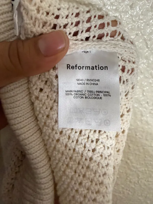 Reformation Cream Rosso Open Knit Organic Cotton Pants size Small - Image 7