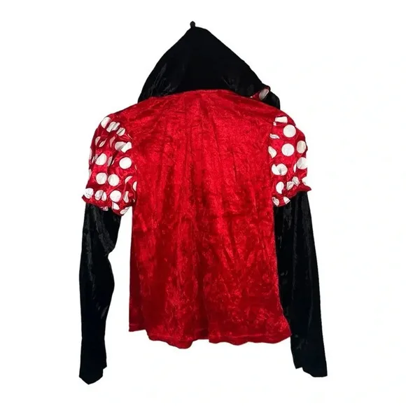 Disney Minnie Mouse Costume Hoodie Adult Small Red Polka‎ Dot 3D Ears Bow Zip Up - Image 7