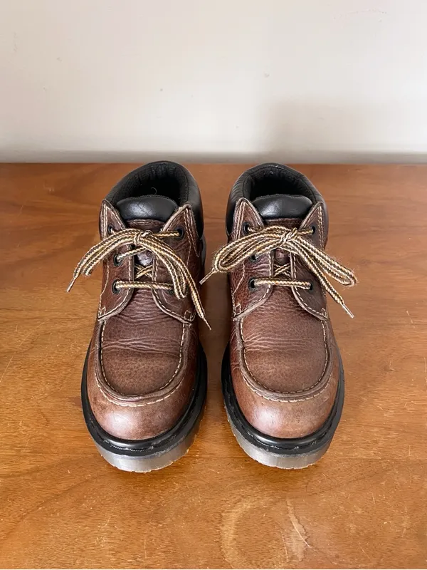 Dr Martens • vintage 8458 lace up boots ankle brown leather chunky lug sole MIE - Image 3