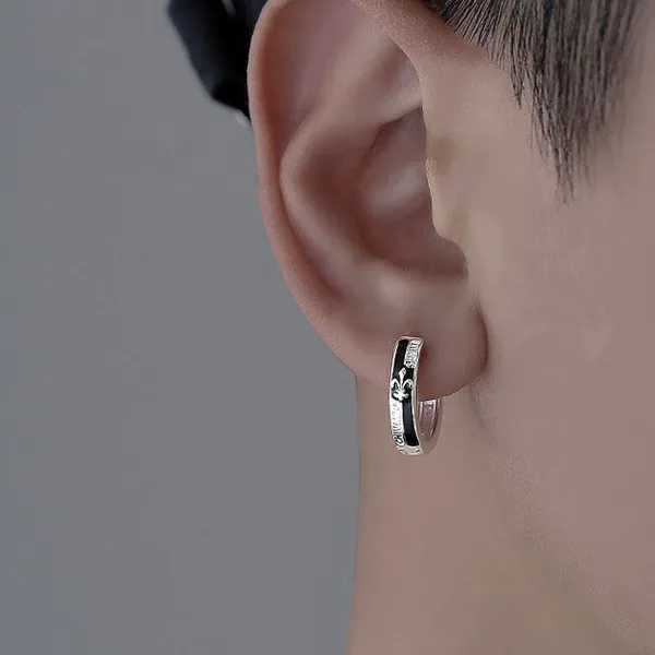 925 Silver Plated Knight Cross Hoop Earrings for Men Women,Punk Hip Hop Earrings - Image 5