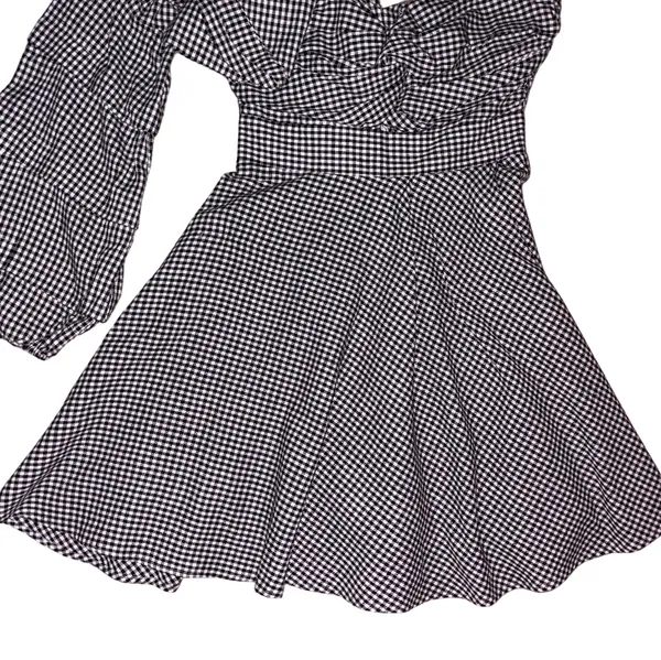 Boohoo Ruffle One-Shoulder Gingham Dress - Image 5