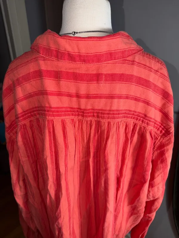 We The Free Coral Stripe Button-Front Tunic - Image 10