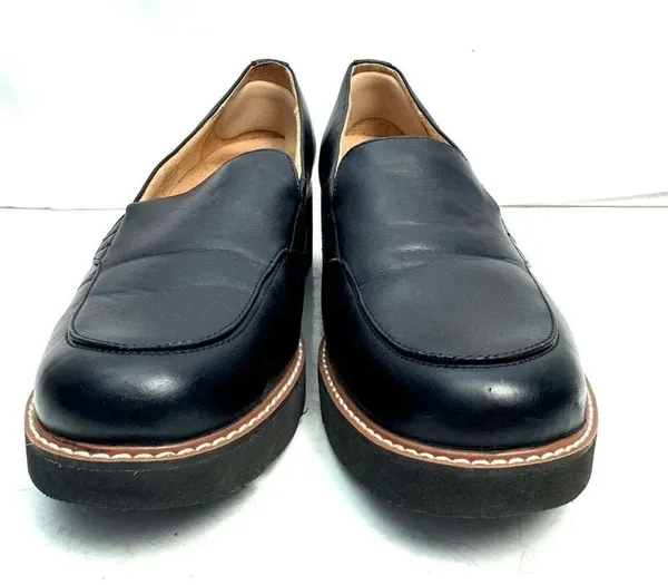 Naturalizer Black Cabaret Faux Leather Lug Sole Loafers Platform Heels Size 10 - Image 2
