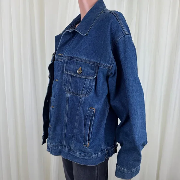 Women's Natural Identity Denim Jean Jacket Y2K Trucker Blue Sz XL 20 - Image 3