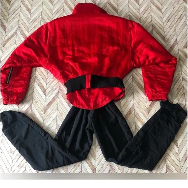 Nils Vintage 1980s red and black skisuit with belt - Image 5