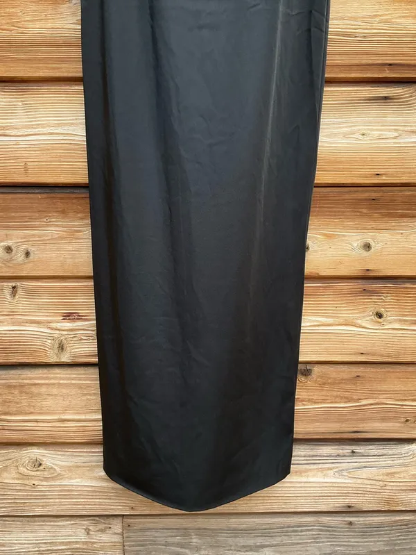 Mac Duggal Black Size 4 Feather Trim 1/4 Sleeve Long Column Gown Dress - Image 7