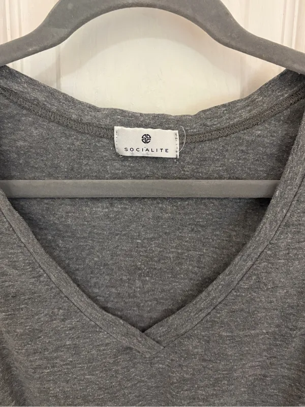 Socialite V-Neck Tie Front Tank Top in Grey - Image 2