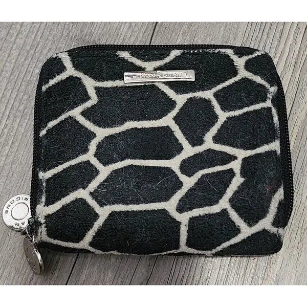 EVAN-PICONE Women's Giraffe Print Zip-Around Suede‎ Card Holder Wallet Black - Image 2
