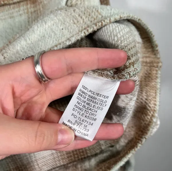 Umgee Boutique Pastel Green Brown Plaid Shacket Boxy Fit Top Jacket Layering M - Image 4