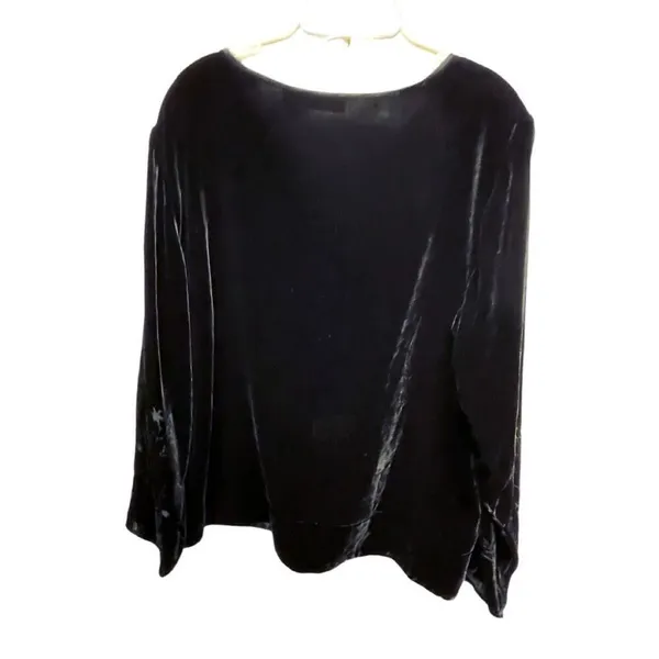 Vintage J.Jill size L black velvet burnout sleeves top. Y2K Whimsygoth - Image 2