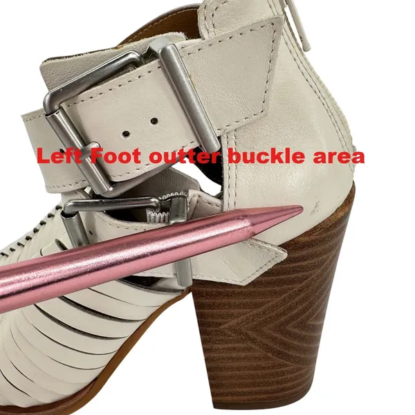 Gianni Bini Cream Leather Caged Ankle Booties cutout Pointed Toe‎ Block Heel 6M - Image 6