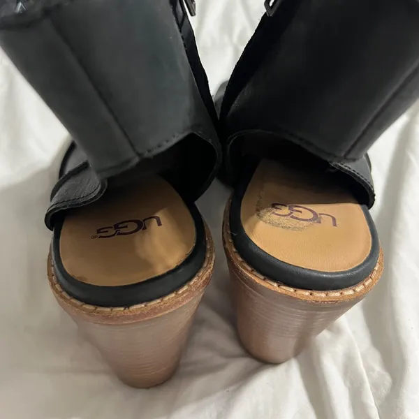 UGG Black Peep-Toe Heeled Boots - Image 6