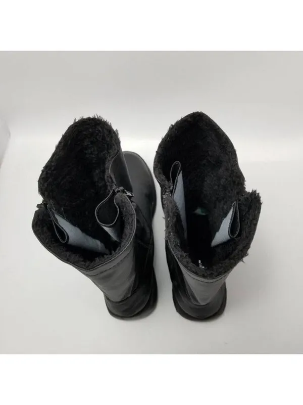 Angel Steps Womens Double Zip Boots Black Round Toe Side Faux Fur Lined Size 10M - Image 9