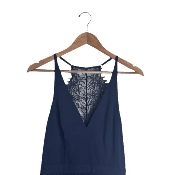 Lulu’s Dress Maxi Lovespell Lace Back Navy Blue Size Large Bridesmaid Formal NWT - Image 3