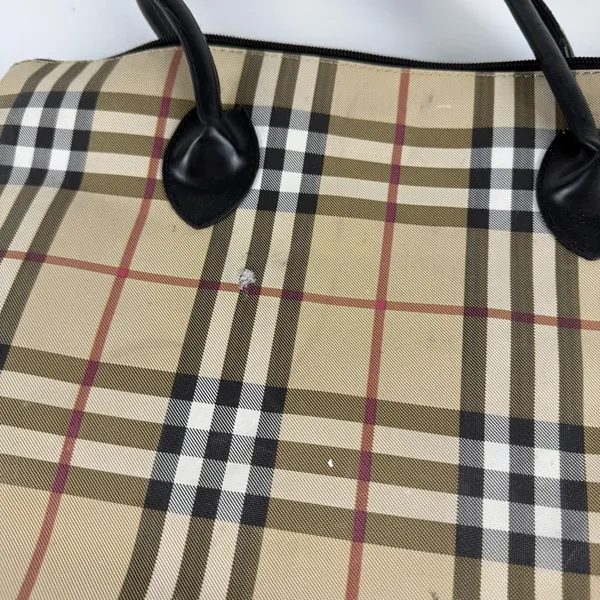 Authentic Vintage Burberry Blue Label Nova Check Plaid Canvas Tote Bag - Image 6
