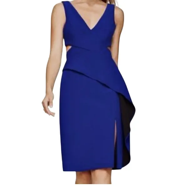 BCBGMaxAzria 02 Riya cutout peplum v neck cocktail dress D2 3586 - Image 14