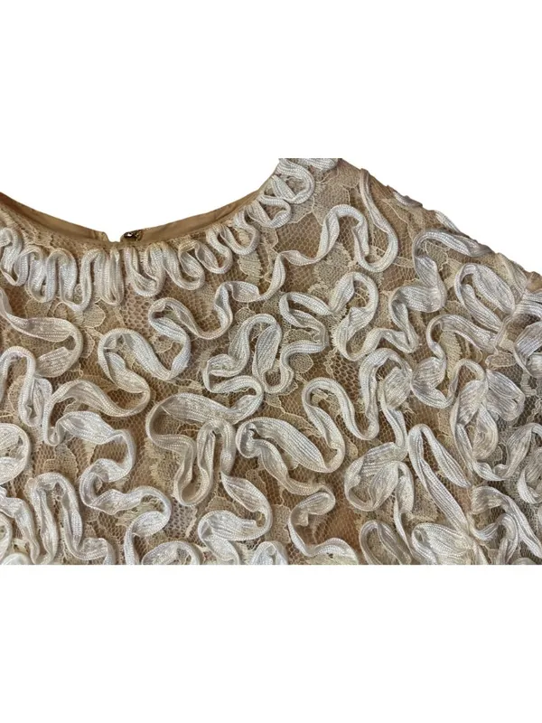 Vintage Jack Bryan Cream Lace Maxi Dress Womens XS? (0-2) Long Sleeve Boho USA - Image 6