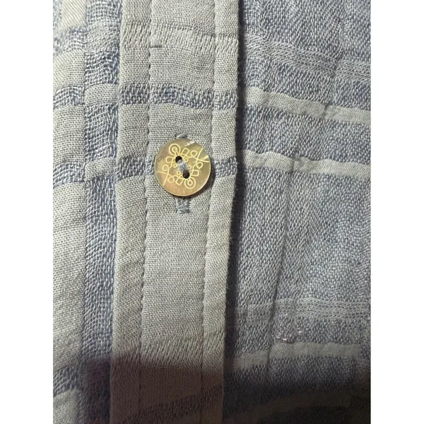 Soft Surroundings Midi Shirt Dress Women S Blue Cotton Linen Good Missing Belt - Image 4