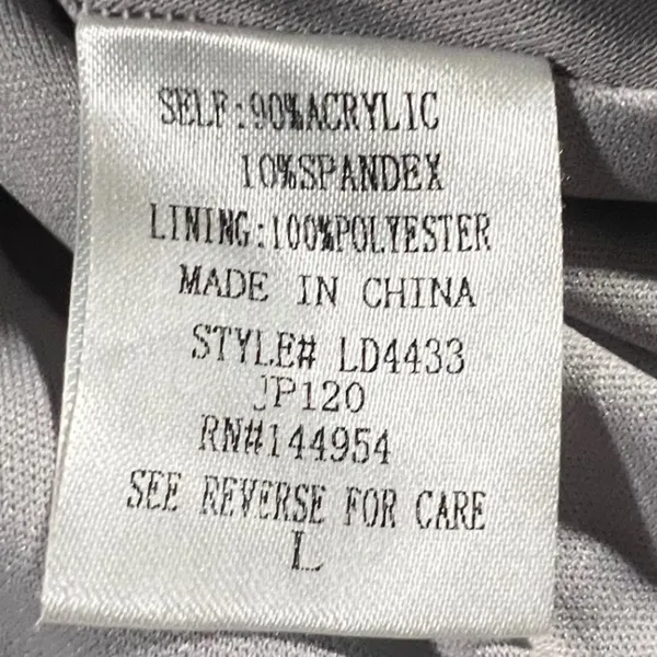 Luxxel Womens Large Gray Textured Knit Skater Mini Dress Bishop Sleeve Lined - Image 5
