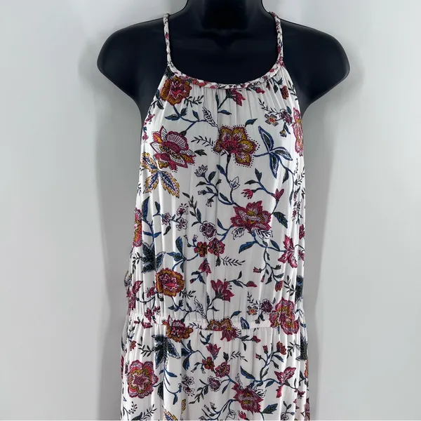 Old Navy Women’s Multicolor Floral Print/White Background Maxi Sleeveless Dress - Image 6