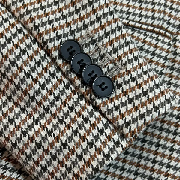 H&M Blazer Jacket Houndstooth Brown Fitted 1 Button Academia Small Fall $49 - Image 7