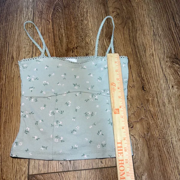Cotton On Sage Green Floral Lace‎ Trim Cami Top Size Small Cropped Tank cottage - Image 4