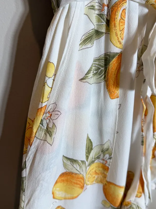 For Love & Lemons Limonada Tie-Front Jumpsuit Women's Medium White Lemon Print - Image 12