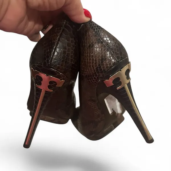 Tory Burch Jude Amazing Snakeskin Leather Stiletto Heel Platform Shoes Pumps 8.5 - Image 5