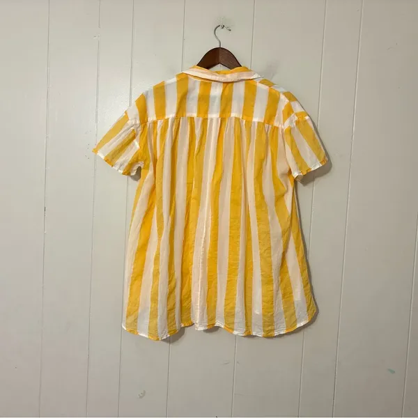 Free People We The Free Float Away Shirt Yellow White Stripe Button Down NWT XS - Image 8