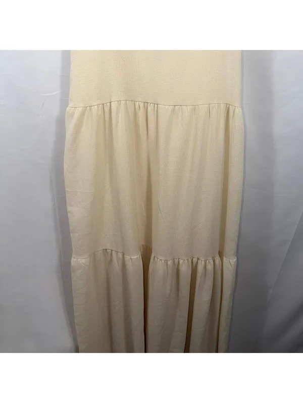 Cream Tiered Halter Maxi Dress Size XL - Image 3