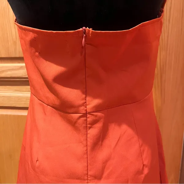 CIDER Structured Bodice Halter A-Line‎ Mini Dress Burnt Orange Size Large - Image 6