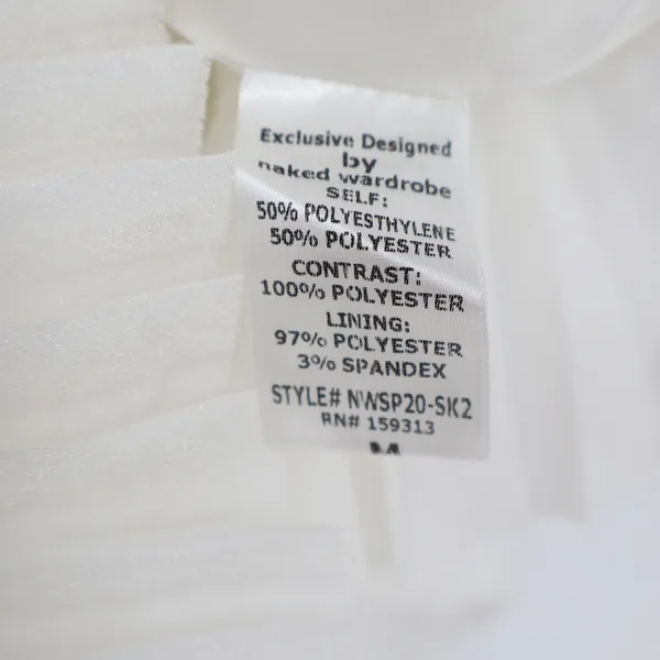 Naked Wardrobe White Sequin Mini Skirt Pleated Ruffle Size M - Image 5