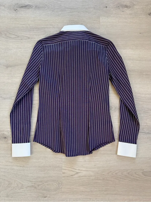 Nara Camicie purple pinstripe contrast collar fitted button-down shirt size 0 - Image 3