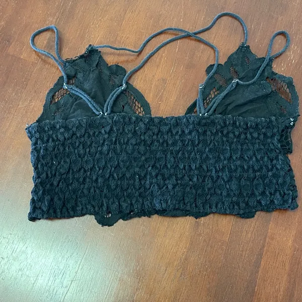 Free People One Adella Bra Top Lace Strappy Bralette Size Medium Black - Image 2