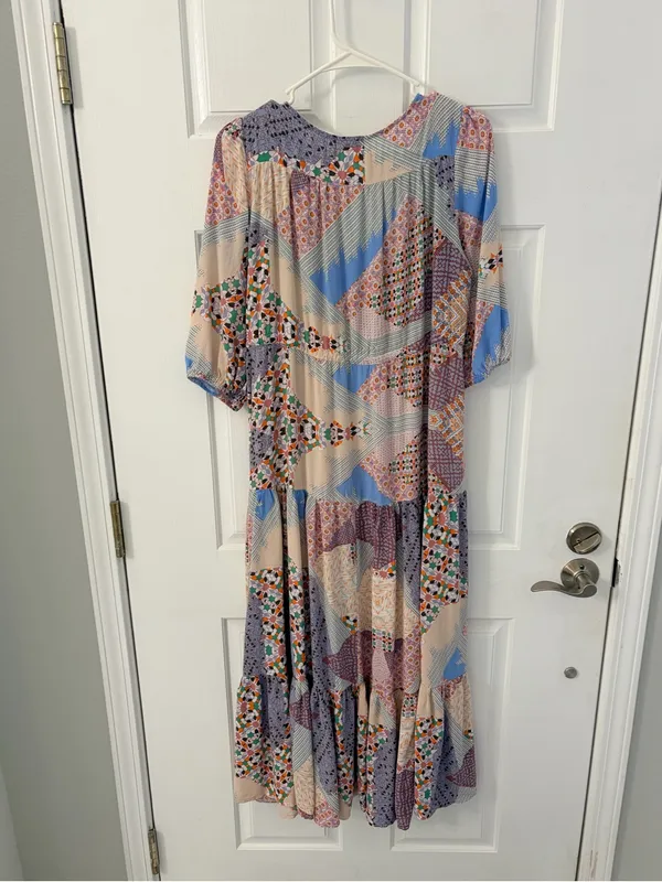 Jaase Lavender, Peach & Blue Patchwork Maxi Dress - Image 6
