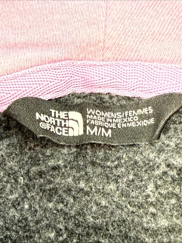The North Face Hoodie Womens Medium Gray Purple Pullover Pockets Vertical Logo M - Image 4