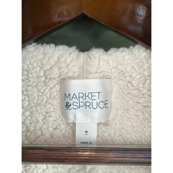 Women’s Market & Spruce Medium Army Green Faux Fur Lined Vest - Image 4
