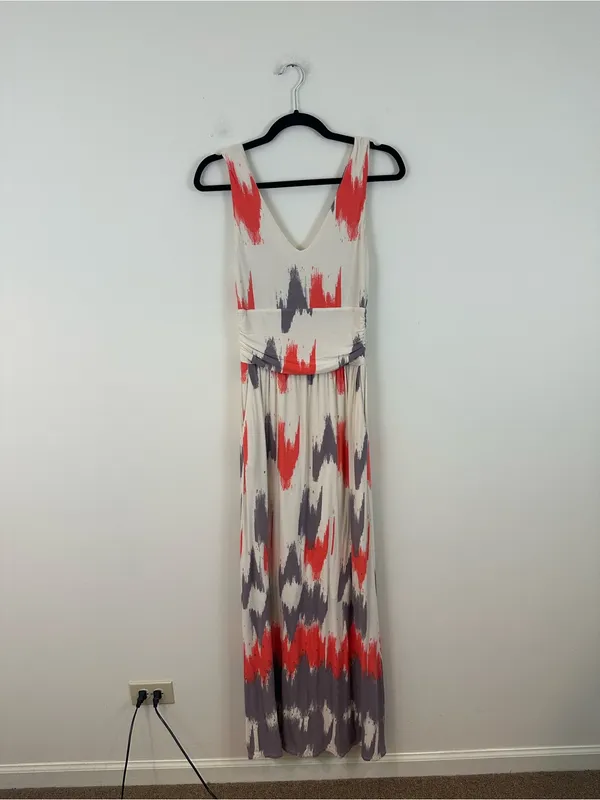 Anthropologie Maeve Sabine Maxi Dress Cream Gray Patterned Small Women's - Image 2